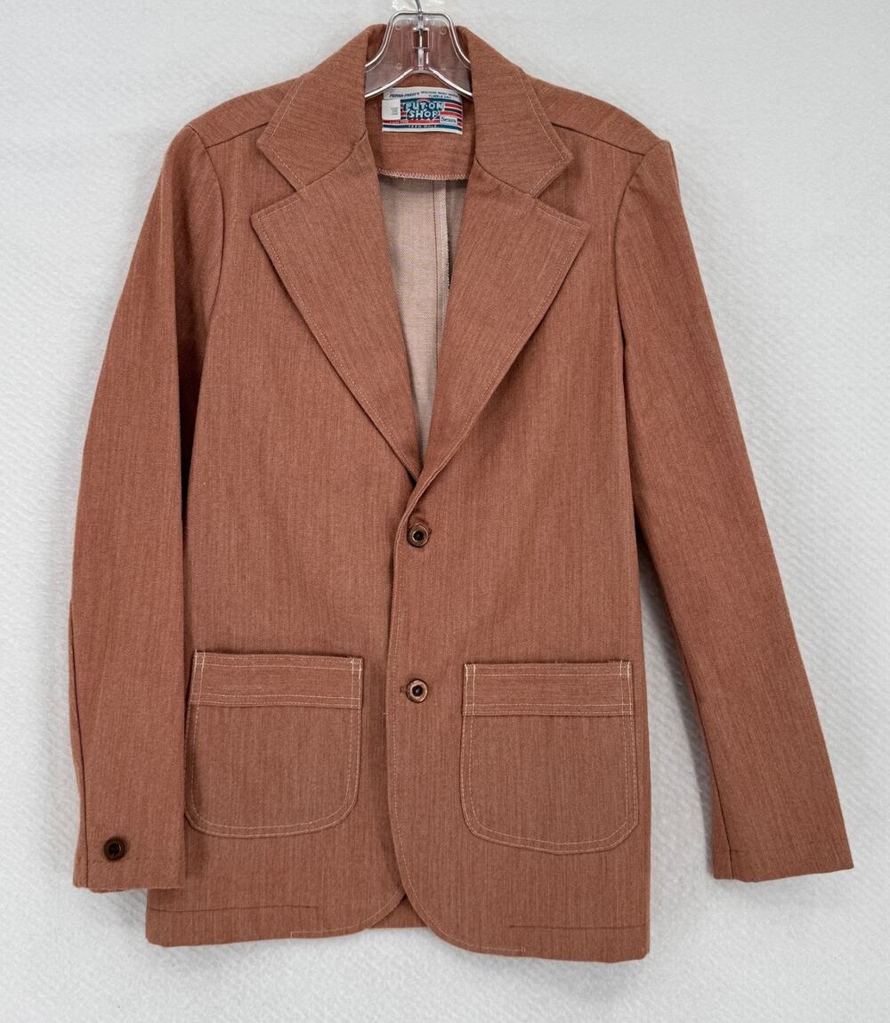 Sears Teen Male Vintage Retro Burnt Orange Put-On-Shop Leisure Jacket Sz 36 Long
